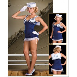 Sexy sailor-minikjole kostyme-blå-hvit